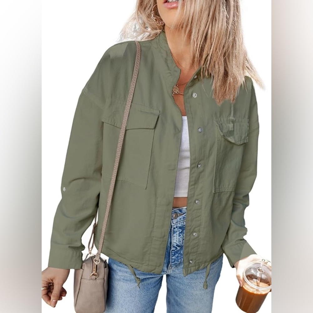Army Green Denim Jacket 100% Cotton
